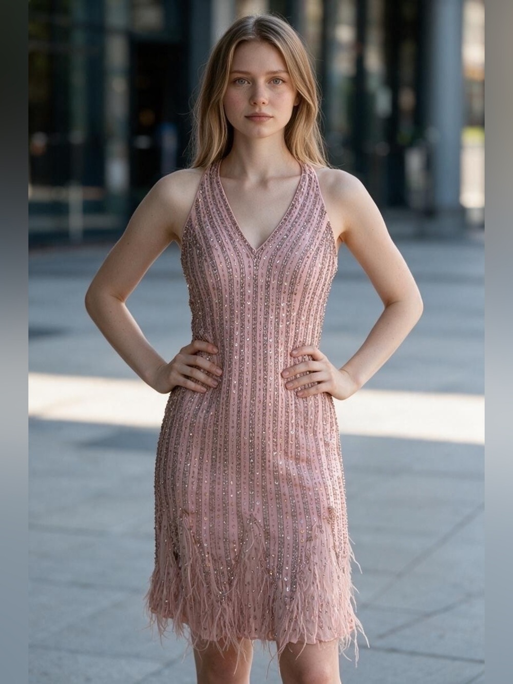 Terani Couture cocktail dress size 2 Blush